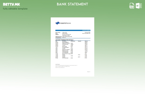 модерен стил Белорусија Paritet банка извод шаблон ексел